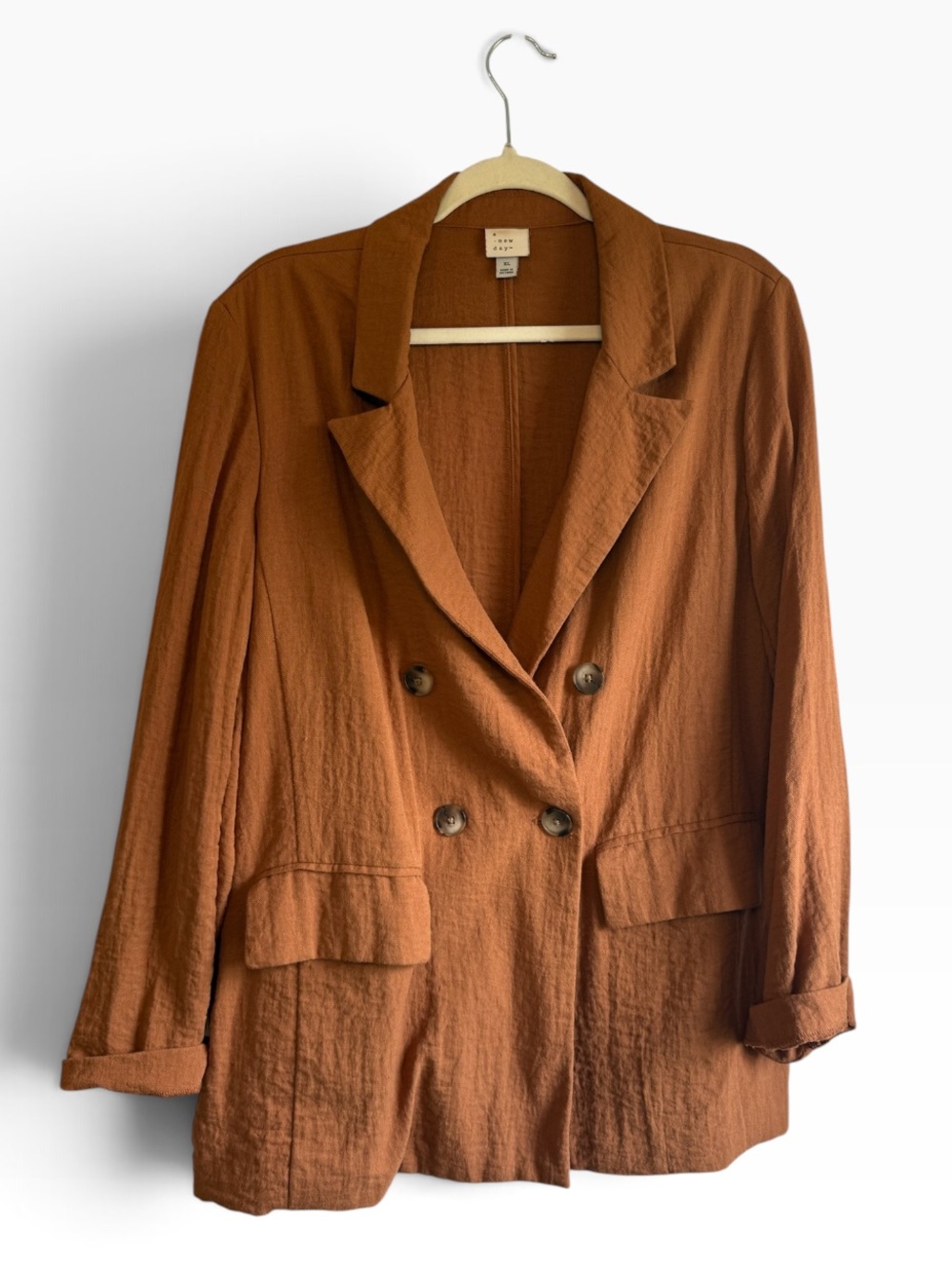 A New Day XL Rust Double Breasted Blazer Relaxed Oversized Jacket